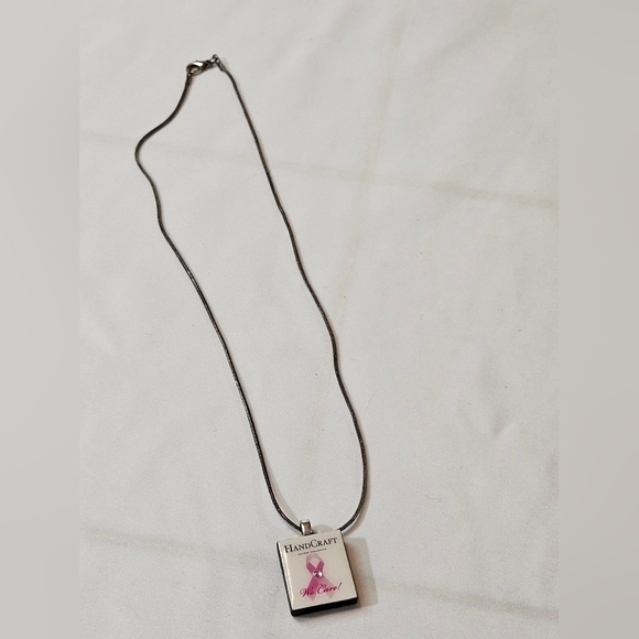 Hand Crafted Artisan Collection Brest Cancer Awareness Scrabble Tile necklace - Picture 9 of 17